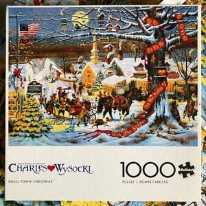 Charles Wysocki 1000 piece puzzle “small town Christmas” complete with poster